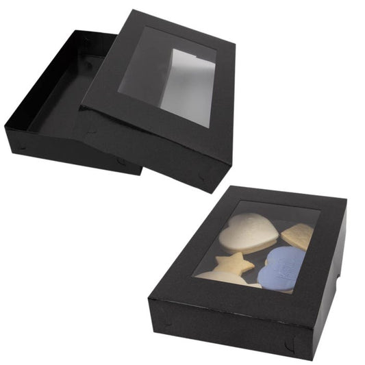 Coo Kie Large Black Rectangle Cookie / Chocolate Box With Window 25.5cm