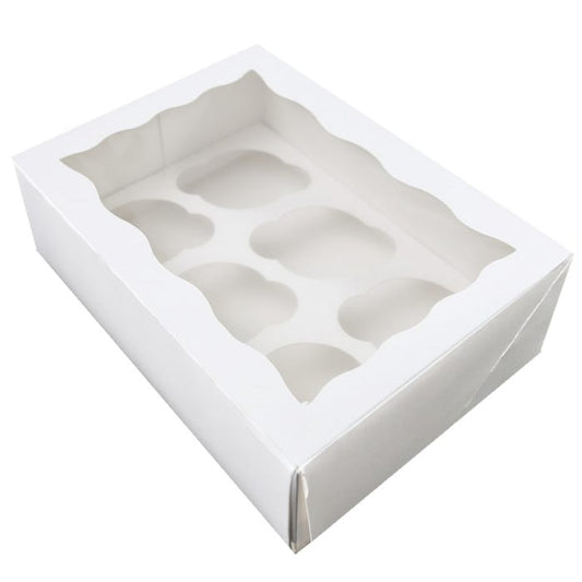 Papyrus White Cupcake Box with PVC Window (6 Hole)