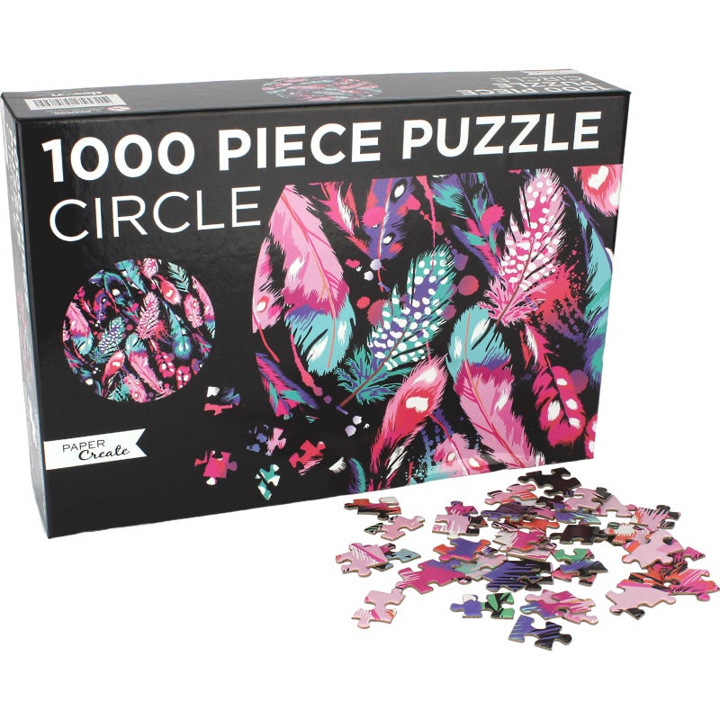 Boho Feathers Circle Jigsaw Puzzle (1000 Pieces)