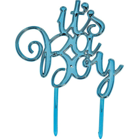 It's a Boy Blue Plastic Cake Topper