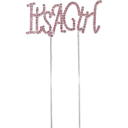 It's a Girl Silver & Pink Diamante Metal Cake Topper