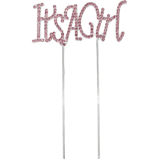 It's a Girl Silver & Pink Diamante Metal Cake Topper