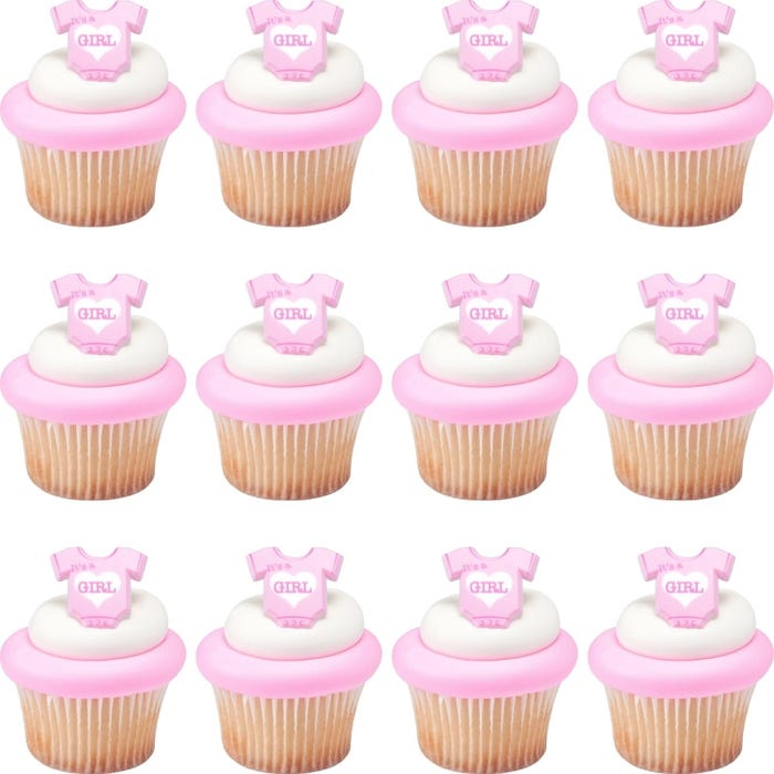 It's a Girl Cupcake Rings (Pack of 12)