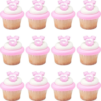 It's a Girl Cupcake Rings (Pack of 12)