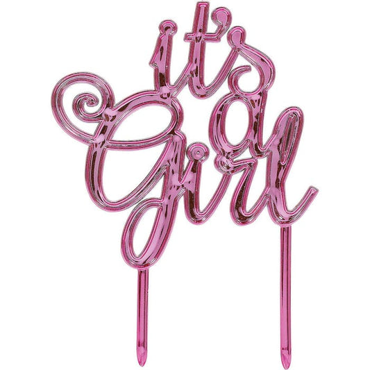 It's a Girl Pink Plastic Cake Topper