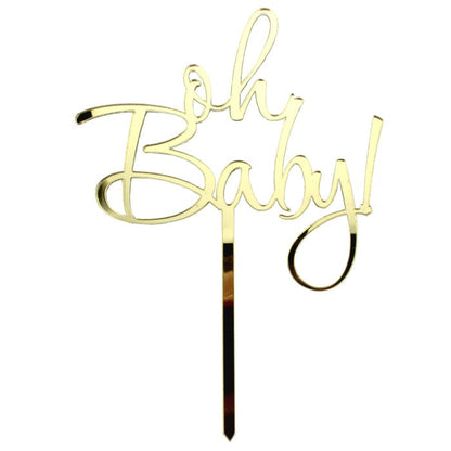 Oh Baby Gold Mirror Cake Topper Decoration