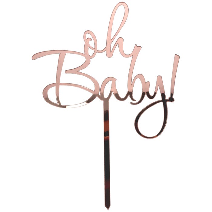 Oh Baby Rose Gold Mirror Cake Topper