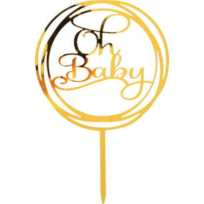 Oh Baby Gold Mirror Cake Topper