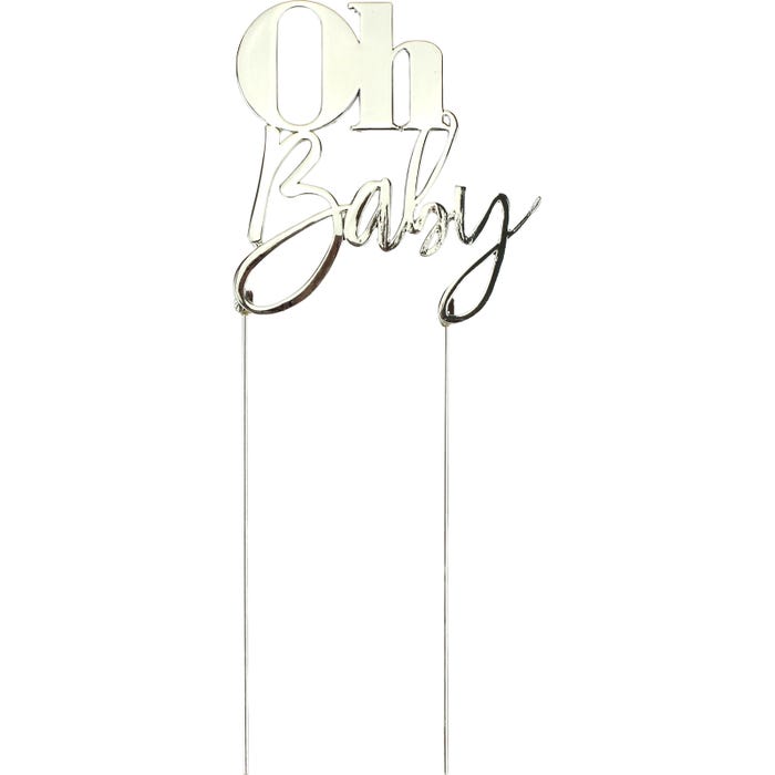 Oh Baby Silver Metal Cake Topper