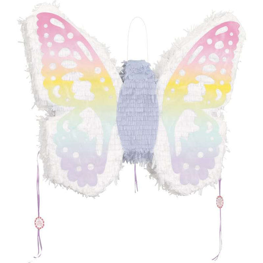 White & Pastel Ombre Butterfly Pinata