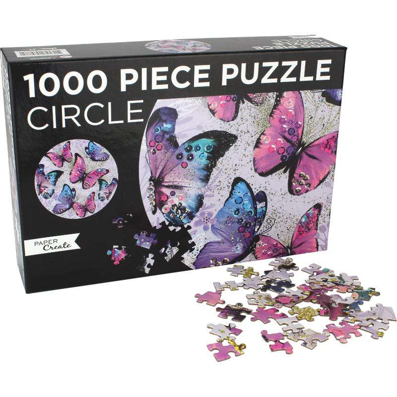 Watercolour Butterflies Circle Jigsaw Puzzle (1000 Pieces)