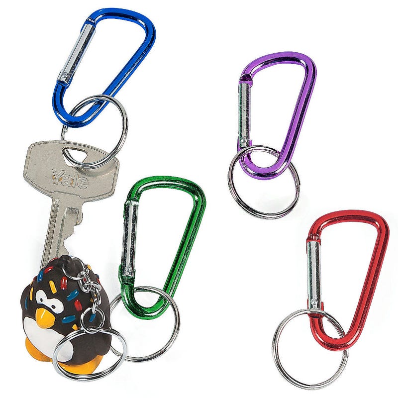 Metallic Carabiner Key Rings (Pack of 12)