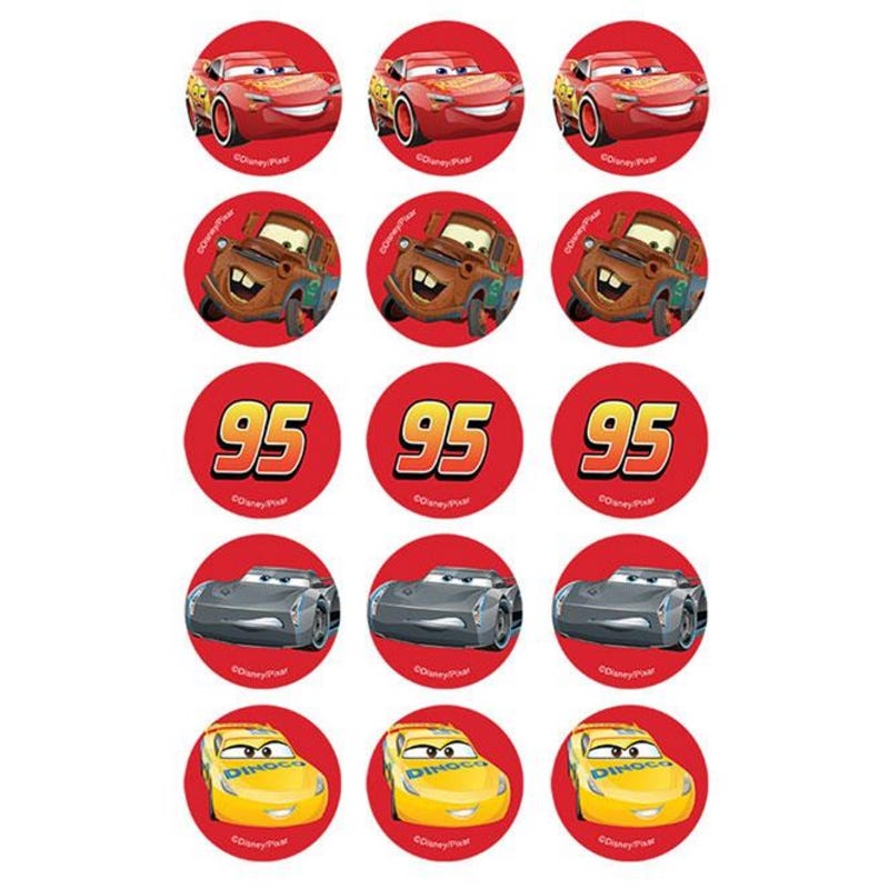 Cars 3 Edible Cupcake Decorations (Pack of 15)