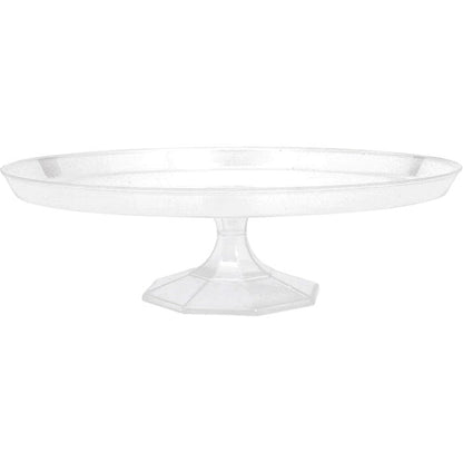 Clear 33.6cm Round Plastic Cake Stand