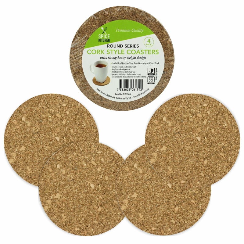 Round Cork Drink Coasters (Pack of 4)