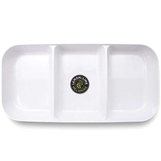 White Rounded Melamine 3 Section Tray 32.5cm x 15.5cm