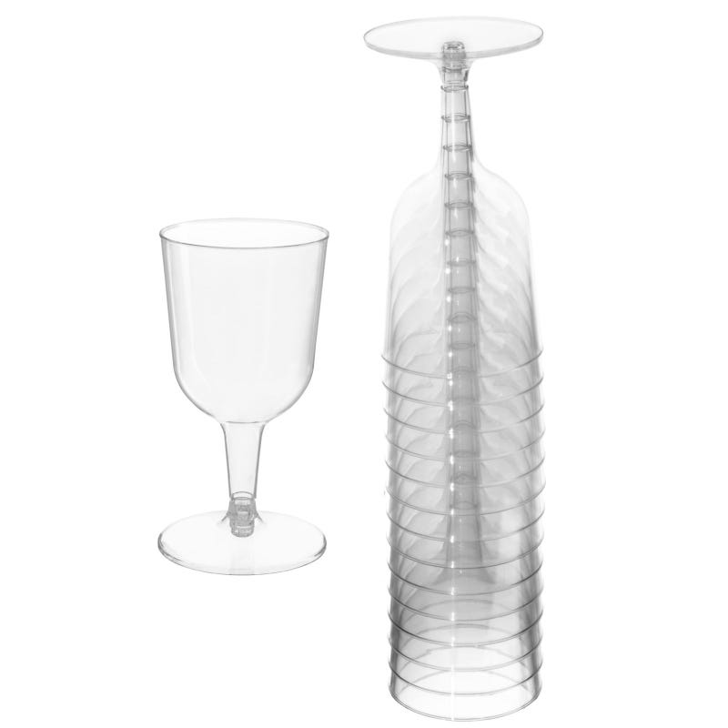 Clear Plastic Wine Glasses (Pack of 15)