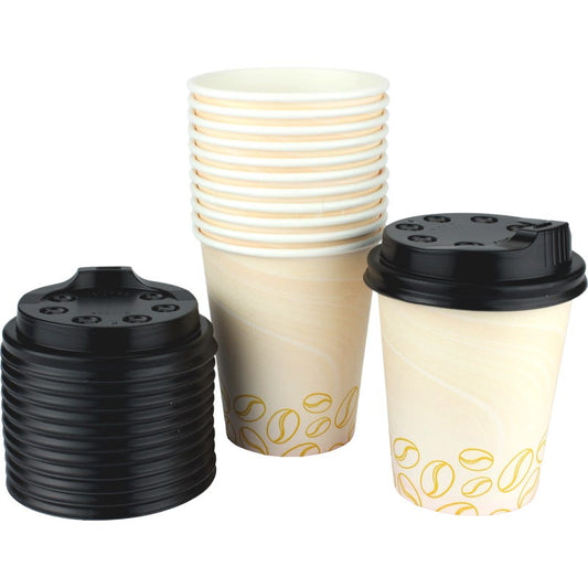 Single Wall Coffee Cups with Lids 250ml (Pack of 12)