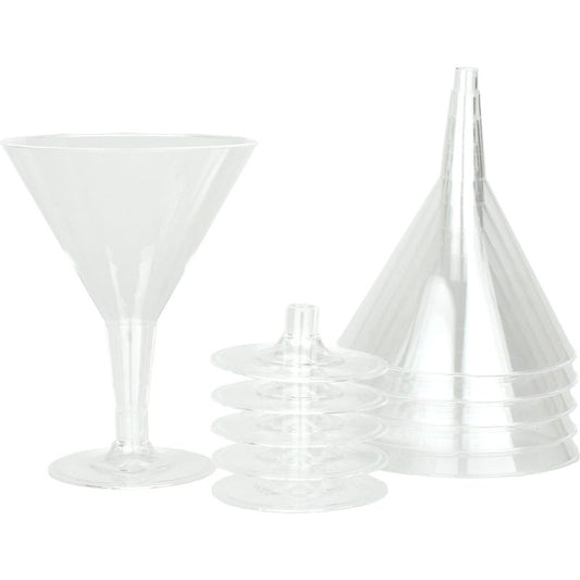 Clear Plastic Reusable Martini Glasses 250ml (Pack of 6)