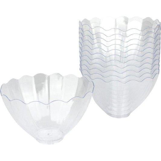 Mini Plastic Scalloped Dessert Bowls 5.6cm (Pack of 12)