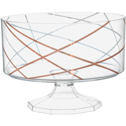 Rose Gold Geometric Pedestal Plastic Bowl 15cm