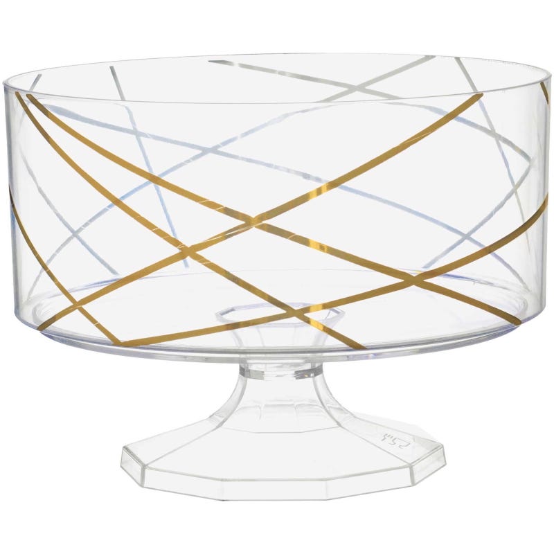 Gold Geometric Pedestal Plastic Bowl 15cm