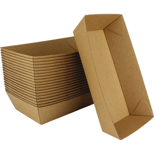 Brown Kraft Paper Food Trays 17.5cm x 9cm (Pack of 10)