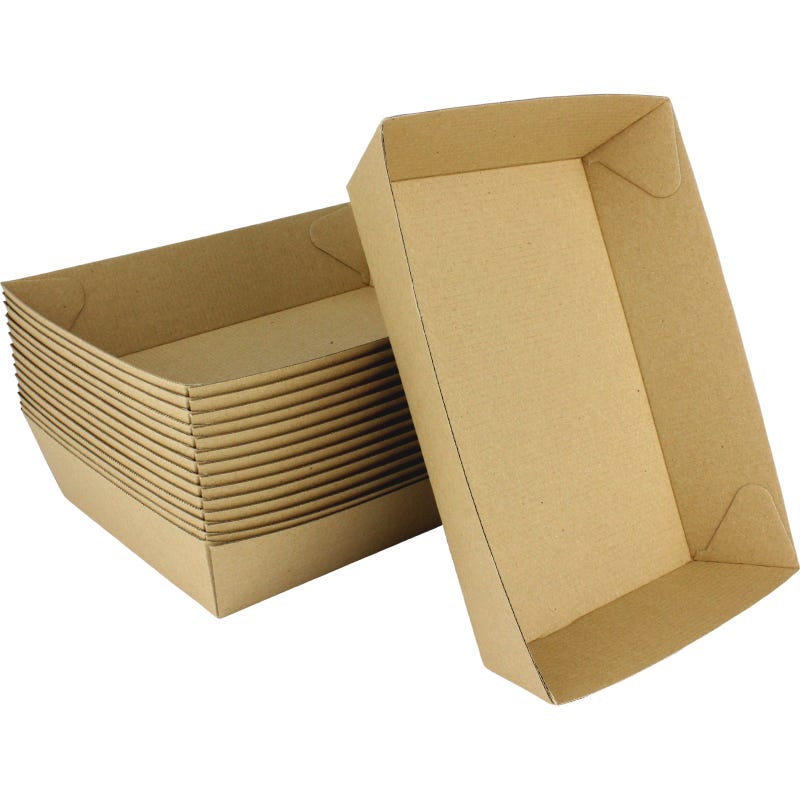 Brown Kraft Paper Food Trays 18cm x 13cm (Pack of 8)