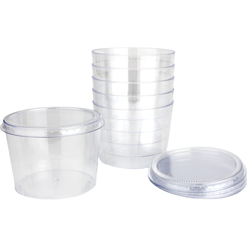 Clear Plastic Round Dessert Cups with Lids 150ml (Pack of 6)