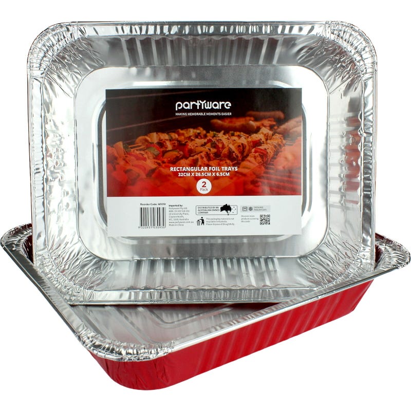 Red Foil Trays 32cm x 26.5cm x 6.5cm (Pack of 2)