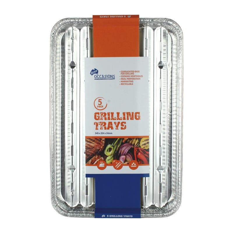 Foil Grilling Trays 345mm x 224mm x 24mm (Pack of 5)