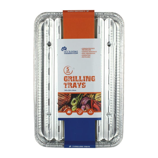 Foil Grilling Trays 345mm x 224mm x 24mm (Pack of 5)