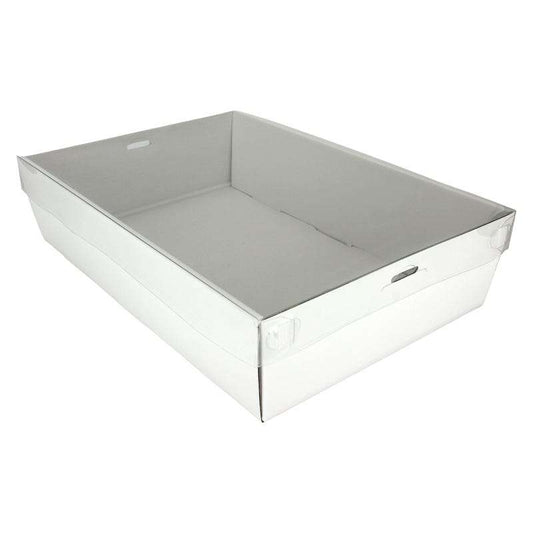 White Grazing Box with Clear Plastic Lid 30.5cm x 20.5cm x 8cm