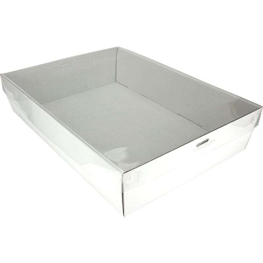 White Grazing Box with Clear Plastic Lid 36cm x 25.8cm x 8cm