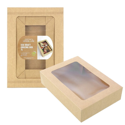 Eco Kraft Grazing Boxes with Lids 36cm x 25cm x 8cm (Pack of 3)