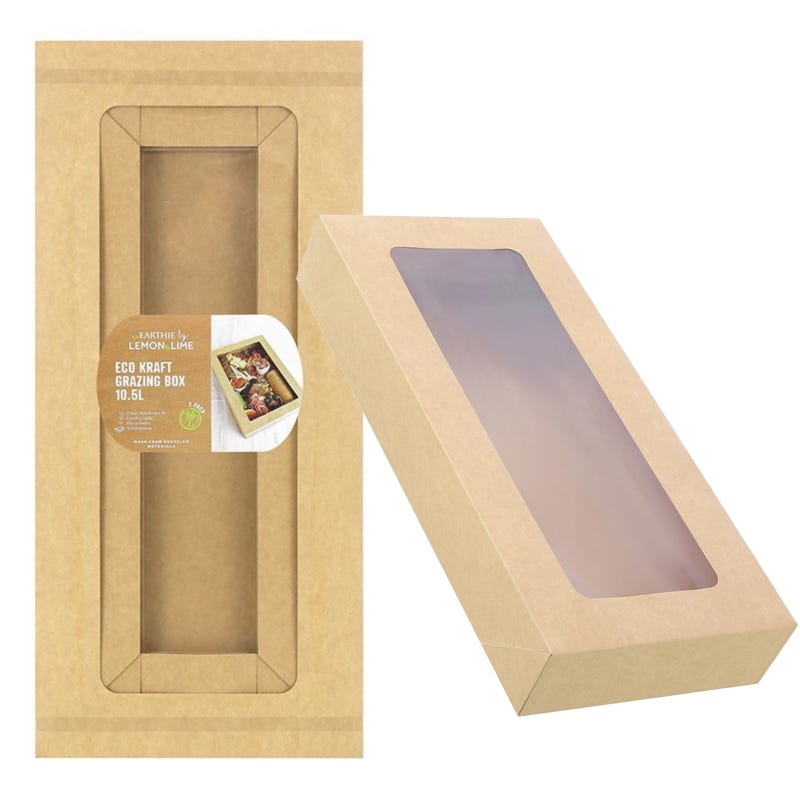 Eco Kraft Grazing Boxes with Lids 55cm x 25cm x 8cm (Pack of 2)