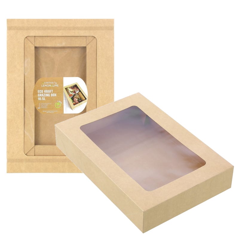 Eco Kraft Grazing Boxes with Lids 45cm x 31cm x 8cm (Pack of 2)