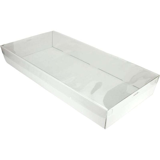 White Grazing Box with Clear Plastic Lid 58cm x 28cm x 8cm