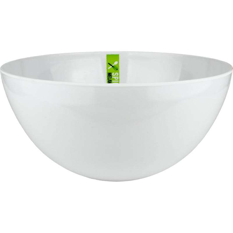 White Round Melamine Salad Bowl 25cm