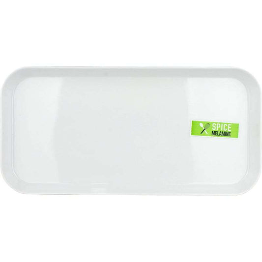 White Rectangular Rounded Melamine Platter 31cm x 15cm