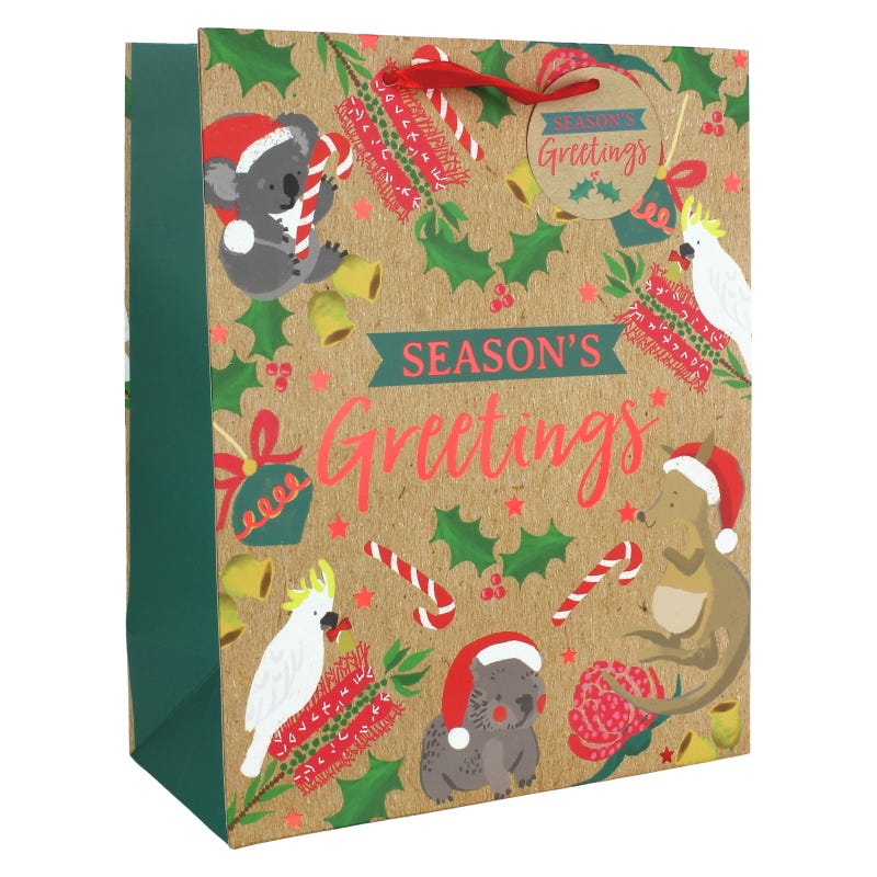 Native Australian Christmas Paper Gift Bag 32cm