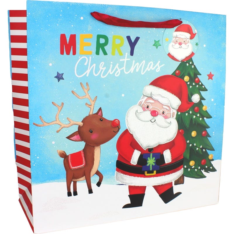 Santa & Friends Glitter Paper Gift Bag 45cm x 45cm