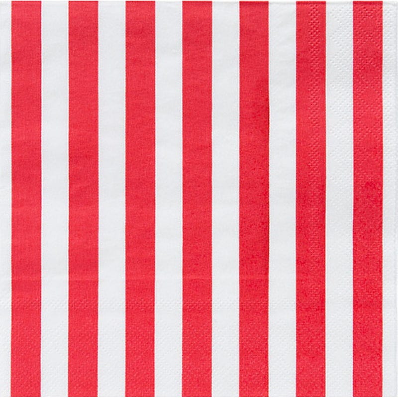 Red & White Striped Large Napkins / Serviettes (Pack of 16)