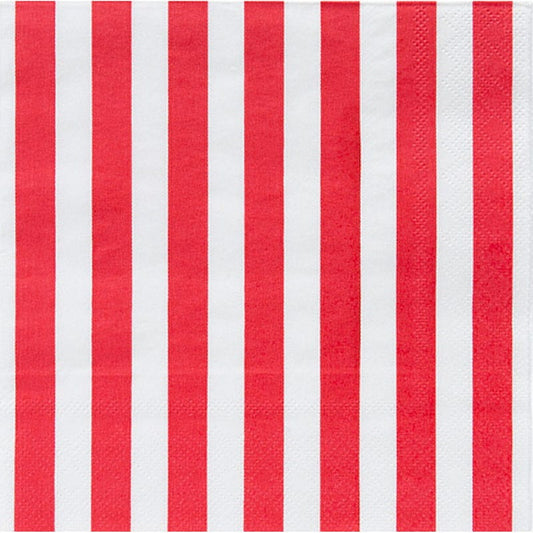 Red & White Striped Large Napkins / Serviettes (Pack of 16)