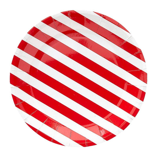 Red & White Striped Small Paper Plates (Pack of 8)