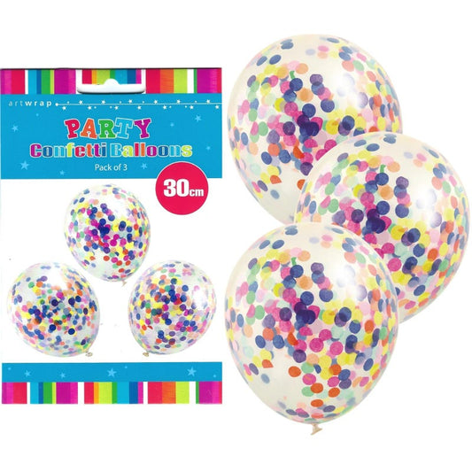 Multi Colour Confetti Balloons 30cm (Pack of 3)