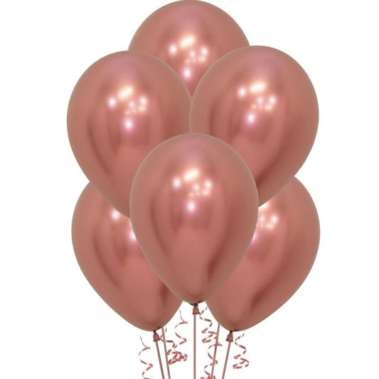 Reflex Rose Gold Latex Balloons (Pack of 12)