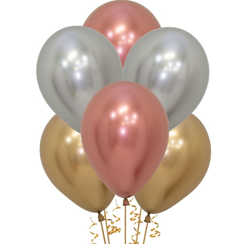 Reflex Gold Rose Gold and Silver Balloons (Pack of 12)