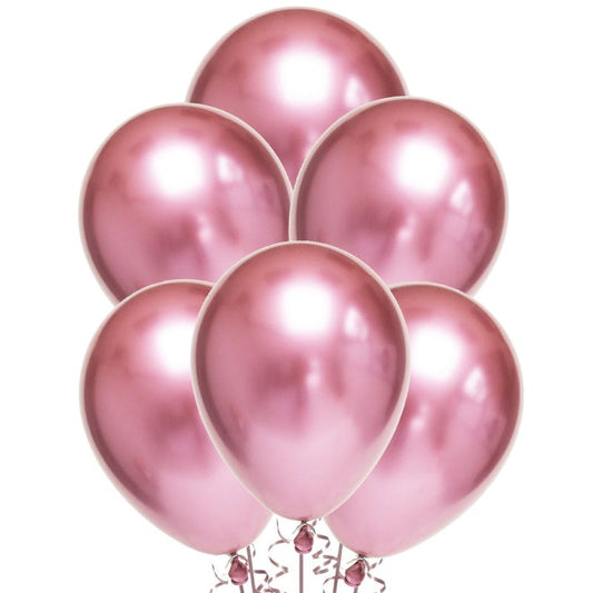 Chrome Rose Red Balloons 30cm Round (Pack of 10)