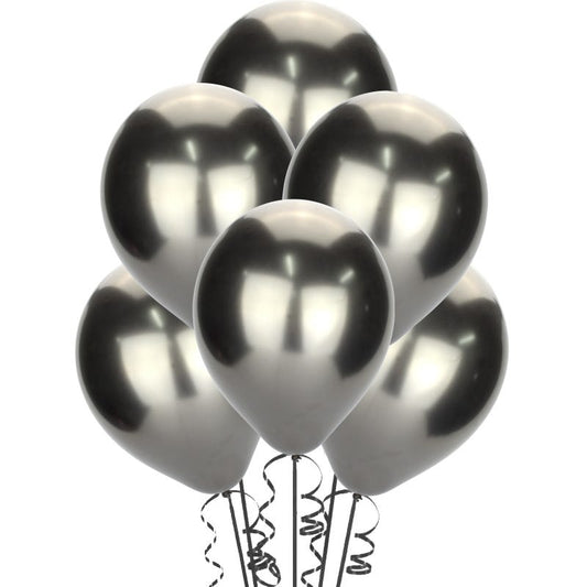 Chrome Black Balloons 30cm (Pack of 10)